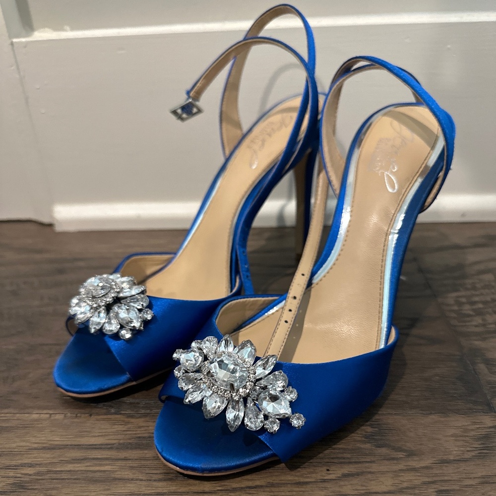 Badgley Mischka blue embellished sandals